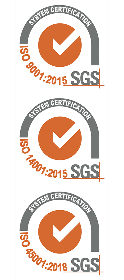 Passed ISO 9001:2015 / ISO 14001 / ISO 45001.